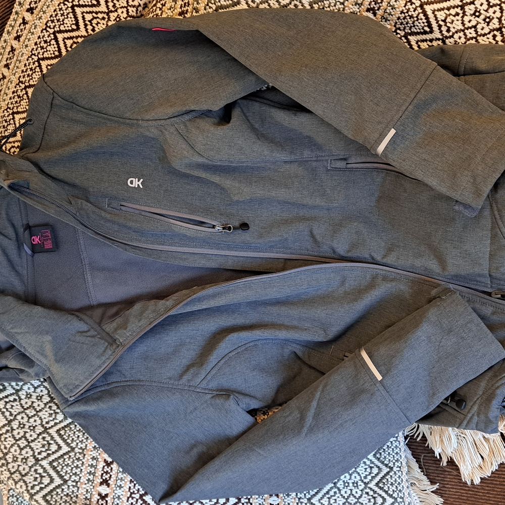Gray Performance Jacket with Standing Collar and Zipper